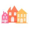 image:imageC R Gibson Set of 3 Kailo Chic Acrylic Holiday House Christmas Decorations Sizes Vary Green and TurquoiseCoral  Orange and Pink