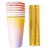 image:imageCR Gibson TWCS25329 Kailo Chic Disposable Paper Cups with Straws for Parties 16 fl Oz Ombre 8pcs
