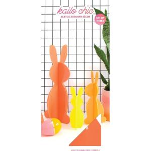image:imageCR Gibson Kailo Chic Acrylic Bunny Spring and Easter Decorations Sizes Vary Teal and Blue 3 PiecesCoral  Orange  Yellow