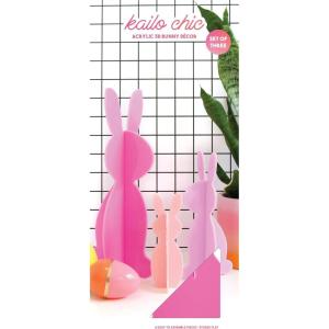 image:imageCR Gibson Kailo Chic Acrylic Bunny Spring and Easter Decorations Sizes Vary Teal and Blue 3 PiecesPink  Lavender
