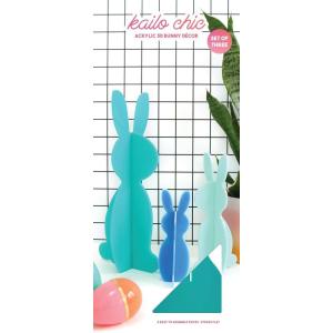 image:imageCR Gibson Kailo Chic Acrylic Bunny Spring and Easter Decorations Sizes Vary Teal and Blue 3 PiecesTeal  Blue