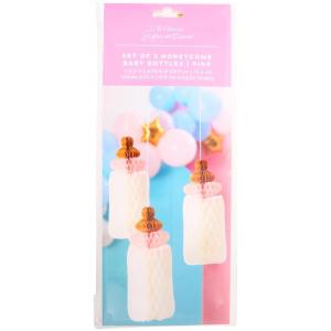 image:imageCR Gibson Pink Baby Bottle Honeycomb Set2  Decorative Baby Shower Honeycomb Dcor Nursery Party DecorPink