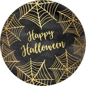 image:imageCR Gibson Black and Gold Spiderweb Happy Halloween Disposable Paper Plates 8 D 8pcs