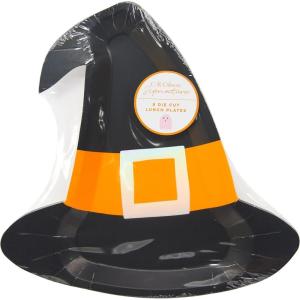 image:imageCR Gibson Halloween Lunch Plates Boo DieCut Witch Hat Shape Paper Plates 8Count 8Traditional