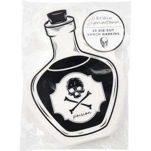 image:imageCR Gibson Lunch Napkin Apothecary Halloween Poison Bottle  Die Cut Black Foil Accents 20Count 65Poison Bottle