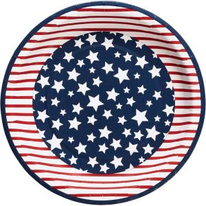 image:imageXampO Paper Goods Disposable American Flag Themed Dinner Plates 8pc 105 D1 Count Pack of 96
