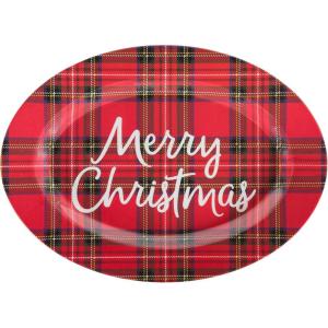 image:imageCR Gibson Red Plaid Reusable Melamine Plate Christmas Platter for Cookies Dinners and Parties 14 x 10Red Plaid