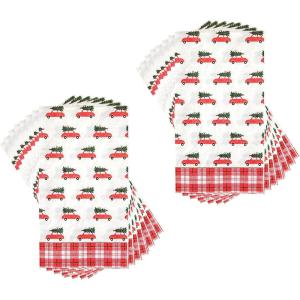image:imageCR Gibson TW822628 Red Car Disposable Paper Guest Towels and Dinner Napkins for Christmas Parties Red and White 16pcs