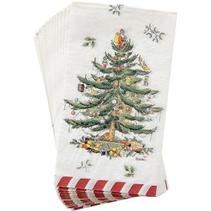 image:imageCR Gibson TW822642 Christmas Tree and Candy Cane Disposable Paper Guest Towels and Dinner Napkins for Christmas Parties Red and White 20pcs