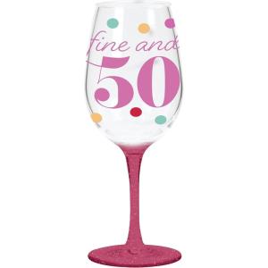 image:imageXampO Paper Goods QWGO20895 50 50th Acrylic Wine Glass 12 oz Fine and 50 Birthday