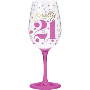 image:imageXampO Paper Goods QWGO20897 21 21st Acrylic Wine Glass 12 oz Finally 21 Birthday16 Ounces