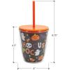 image:imageCR Gibson Plastic Double Wall Insulated Tumbler with Straw and Lid Orange Black and Gold Holds up to 12 Fluid Ounces May Contain BoosHocus Pocus