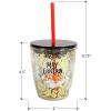 image:imageCR Gibson Plastic Double Wall Insulated Tumbler with Straw and Lid Orange Black and Gold Holds up to 12 Fluid Ounces May Contain BoosMay Contain Boos