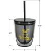 image:imageCR Gibson Plastic Double Wall Insulated Tumbler with Straw and Lid Orange Black and Gold Holds up to 12 Fluid Ounces May Contain BoosWitchy On