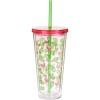 image:imageXampO Paper Goods Green and Pink Flamingo Acrylic Double Wall Tumbler Cup with Lid and Straw 20 oz 4 W x 775 H