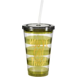 image:imageXampO Paper Goods Green Cactus with Arms Acrylic Double Wall Tumbler Cup with Lid and Straw 12 oz 6 W x 5 HYouve Got This