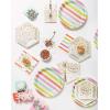 image:imageCR Gibson Gibson TW1322698 Geometric Pattern Disposable Lunch Paper Plates 8pcs 8 D 5 W x 5 L Pink and Gold Ge