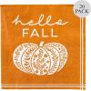 image:imageCR Gibson TW424063 Hello Fall Pumpkin Disposable Paper Cocktail Napkins for Thanksgiving and Halloween Orange 20pcs 5 x 5Rustic Pumpkin