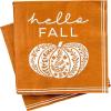 image:imageCR Gibson TW424063 Hello Fall Pumpkin Disposable Paper Cocktail Napkins for Thanksgiving and Halloween Orange 20pcs 5 x 5Rustic Pumpkin