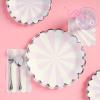 image:imageCR Gibson TW825844 Pink Pinwheel Scallop Edge Disposable Dinner Napkins and Bathroom Guest Towels 42 x 785 Multicolor 16 PiecesDinner Plates