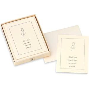 image:imageCR Gibson Box of 10 Sympathy Acknowledgment Note Cards Silver Rose CST3914Silver Rose