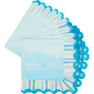 image:imageCR Gibson TW425762 Watercolor Coastal Scallop Edged Disposable Paper Cocktail Napkins 5 x 5 Multicolor 20 PiecesCocktail Napkins