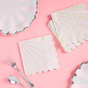image:imageCR Gibson TW825844 Pink Pinwheel Scallop Edge Disposable Dinner Napkins and Bathroom Guest Towels 42 x 785 Multicolor 16 PiecesLunch Napkins