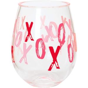 image:imageXampO Paper Goods Red XOXO Plastic Stemless Wine Glass 12 oz 35 W x 45 H