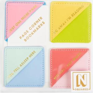 image:imageCR Gibson CBMC25504 N Squared Colorblock Leatherette Corner Bookmark Set 2 x 2 Multicolor 4 PiecesColorblock Corner