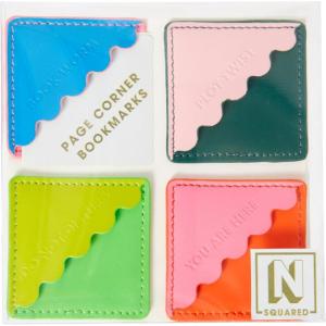image:imageCR Gibson CBMC25504 N Squared Colorblock Leatherette Corner Bookmark Set 2 x 2 Multicolor 4 PiecesStriped Corner