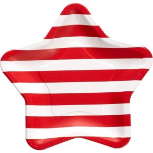 image:imageCR Gibson Disposable Red and White Striped American Star Shaped Dessert and Lunch Paper Plates 8Count 81 Count Pack of 8