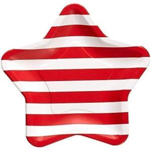 image:imageCR Gibson Disposable Red and White Striped American Star Shaped Dessert and Lunch Paper Plates 8Count 81 Count Pack of 96