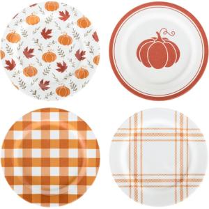 image:imageCR Gibson QAPS224068 Reusable Fall Plastic Plate Set for Thanksgiving 9 Diameter 4pcsFall Designs