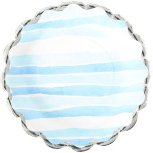image:imageCR Gibson Watercolor Coastal Scallop Edge Lunch Plates  Decorative Disposable Party Plates for Beach Gatherings Weddings amp Special Events 8Count 8 Diameter
