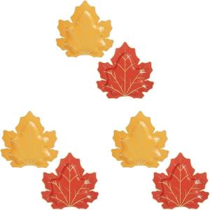 image:imageCR Gibson Harvest Leaf Shape Disposable Thanksgiving Paper Lunch Plates for Parties 8Count 8 Diameter8 Diameter Pack of 3