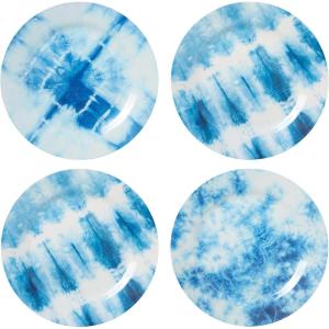 image:imageCR Gibson QAPS224471 Americana Tie Dye Reusable Melamine Plate Set 9 Diameter Blue 4pcs