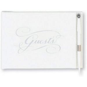 image:imageCR Gibson White and Silver Wedding Guest Book for 500 Guests Pen Included 975 W x 7 H