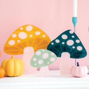 image:imageC R Gibson ADM25404 Kailo Chic Acrylic Mushrooms Home Decorations Sizes Vary Pink and Orange 3 PiecesGreen  Gold