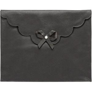 image:imageCR Gibson BlackFaux Leather Document Folder with Pearl Bow Magnetic Closure Office Supplies 125 W x 95 H