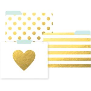 image:imageCR Gibson White And Gold Cute File Folders Chic 115 L x 95 W 9 File Folders