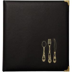 image:imageCR Gibson Black and Gold Faux Leather Recipe Book With Tabbed Dividers and Sheet Protectors 11 W x 1188 H