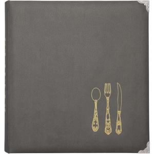 image:imageCR Gibson Gray Leatherette Lined Recipe Notebook 11 x 12