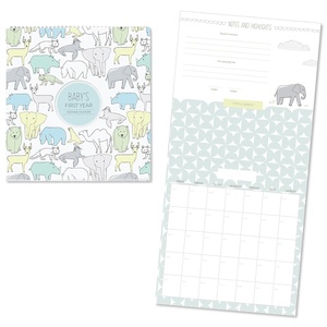 image:imageCR Gibson Animal Themed Slim Photo Journal Album for Babies and Newborns by DwellStudio 9 W x 8875 H 80 PagesFirst Year Calendar