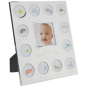 image:imageCarters Babys First Year Animal Theme Silver Metal Month by Month Picture Frame 975 L x 1175 H