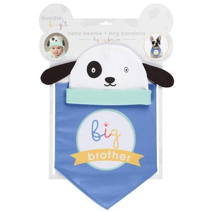 image:imageCR Gibson Blue Big Brother Dog and Baby Beanie and Bandanna 2 Piece Set Beanie 06 Months