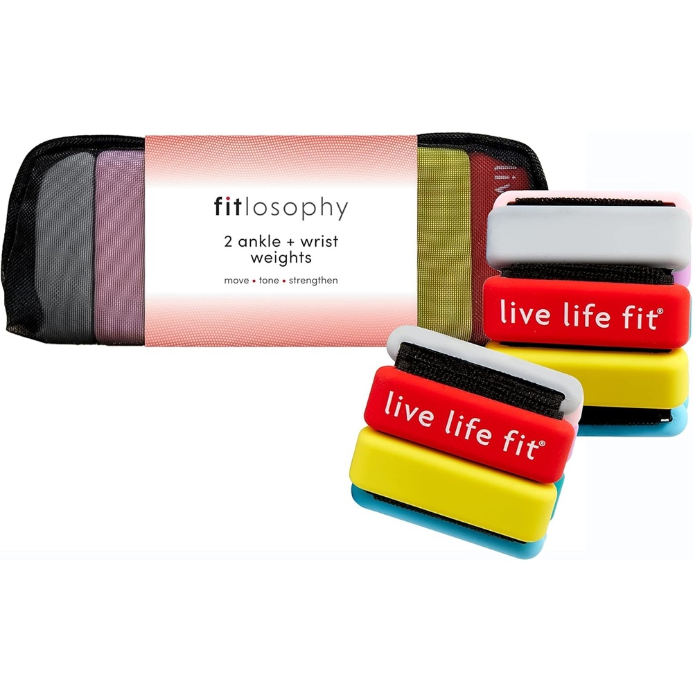 image:imagefitlosophy FAW24438 Adjustable 1Pound Ankle and Wrist Weights for Home Workouts Multicolored 2pcs