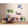 image:imageWallies Vinyl Wall Decals Peel and Stick Trains Planes and Trucks Stickers for Boys Bedroom or Playroom 6 Pc