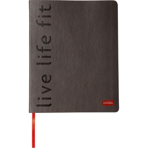 image:imageFitlosophy Black Leatherette live life fit Daily Planner Notebook 8 x 10Planner