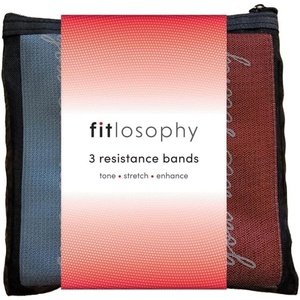 image:imageFitlosophy FRB24428 Low Medium and High Fabric Resistance Band Set Pink Blue and Red 3pcs
