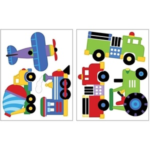 image:imageWallies Vinyl Wall Decals Peel and Stick Trains Planes and Trucks Stickers for Boys Bedroom or Playroom 6 Pc